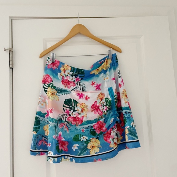 NWT Lucky in Love Tropical Bloom Floral Skort Long Length Ruched - Picture 6 of 14